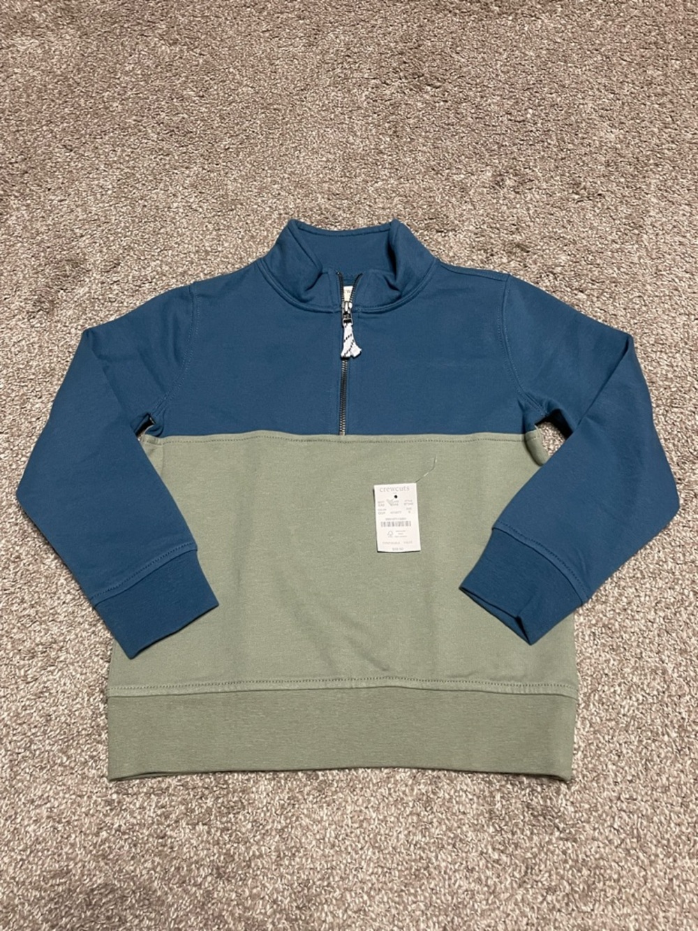 NWOT J. Crew Crewcuts Colorblock Half Zip Sweater Boy’s Small 6-7